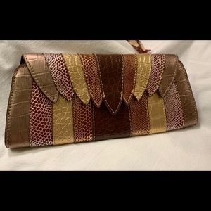 BNT Formal 10x5 clutch in gold/bronze/brown &snake